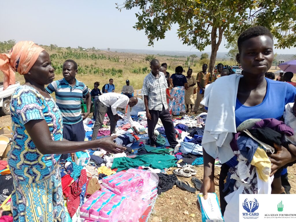 WN-CARD in partnership with Agakhan Foundation Distributed Second hand clothes, Sanitary Pads, Utensils, Children Play Toys and some scholastic materials for the Teenage mothers in Omugo Refugee settlement 